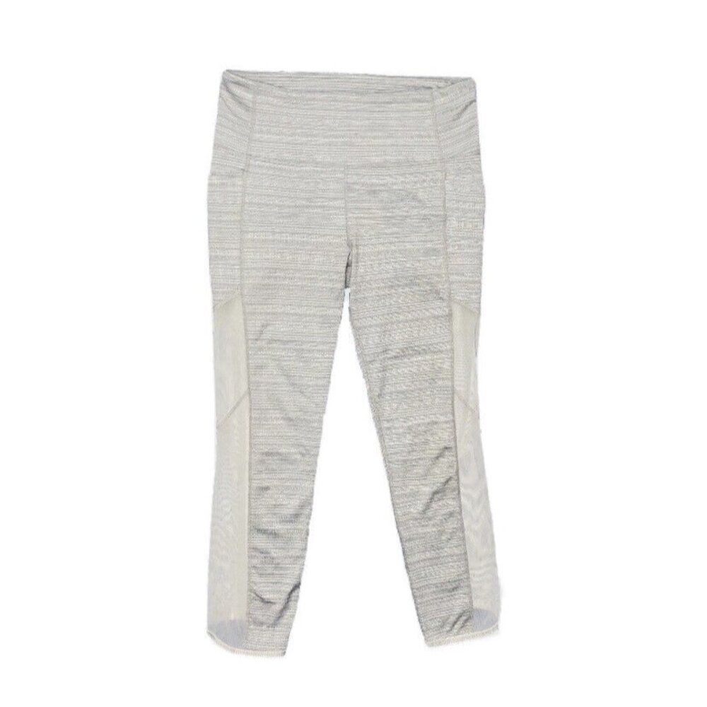 Athleta Legging Size M Running Workout Yoga Gym Stash Pocket Gray Mesh Cutout